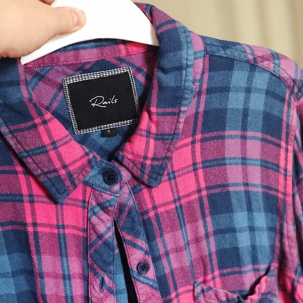 Rails Long-Sleeved Flannel (Pink and Blue Plaid)